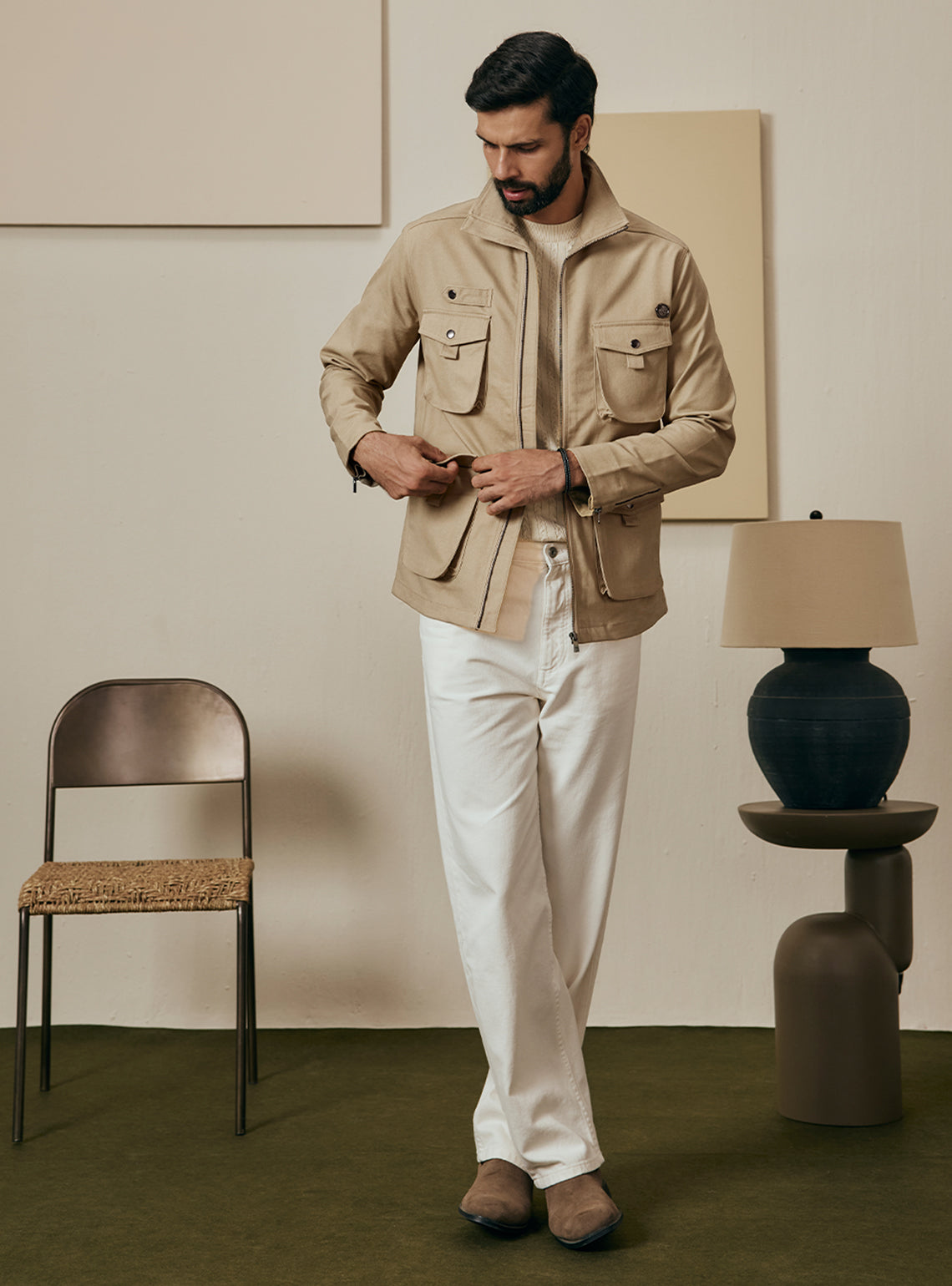 Faded Khaki Cotton Triblend Jacket