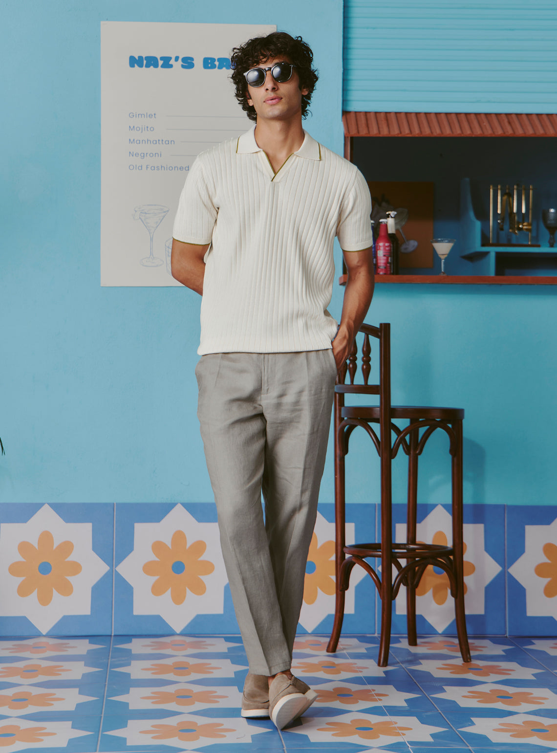 Pina Colada Off-White Cotton Rib Polo