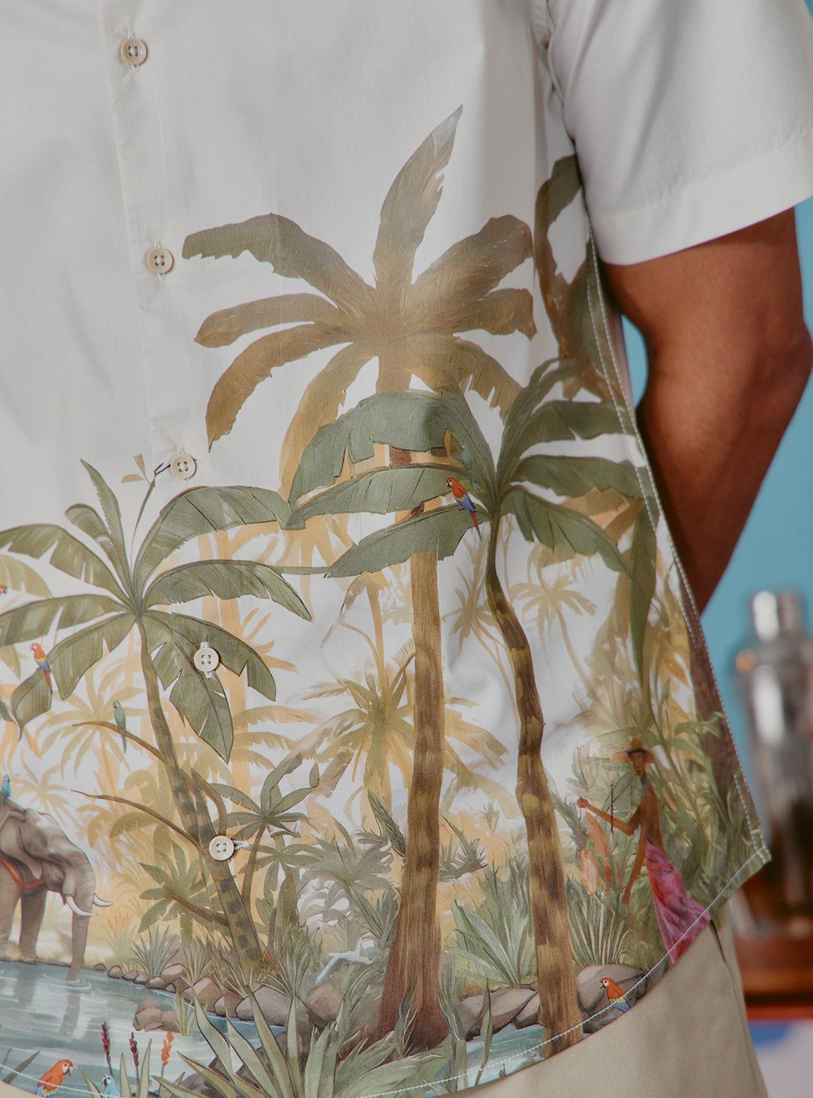 Paloma Off-White Cotton Tencel Print Shirt