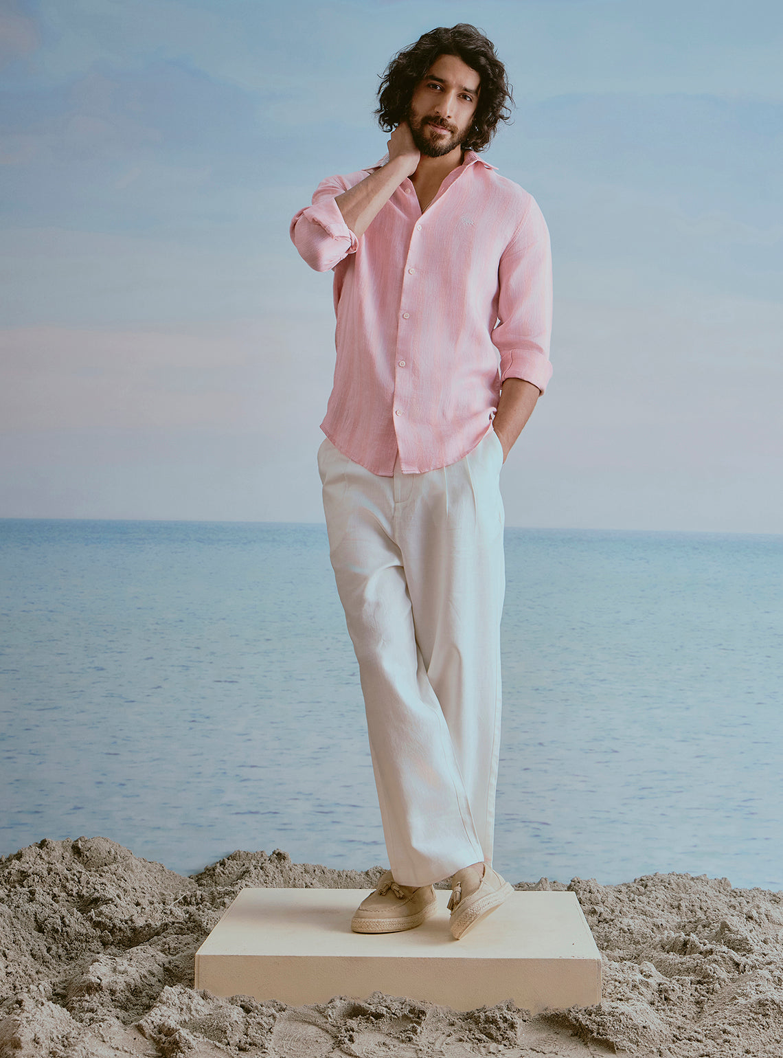 Blush Pink Linen Structure Shirt