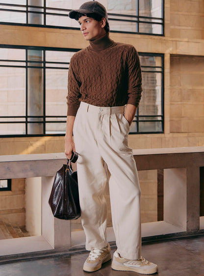 Eclipse Brown Cotton Wool Pullover