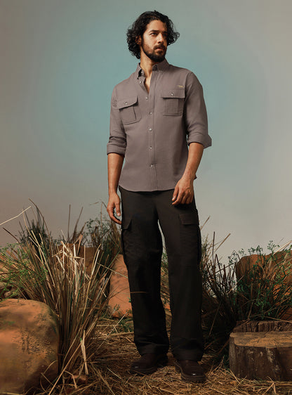 Bonfire Brown Cotton Twill Shirt
