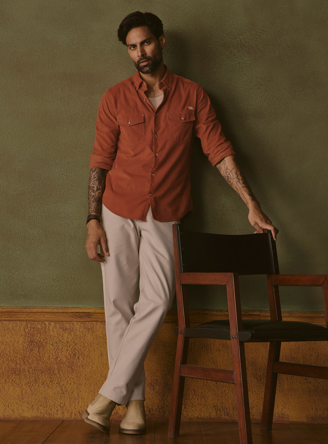 Ember Rust Cotton Tencel Cordruoy Shirt
