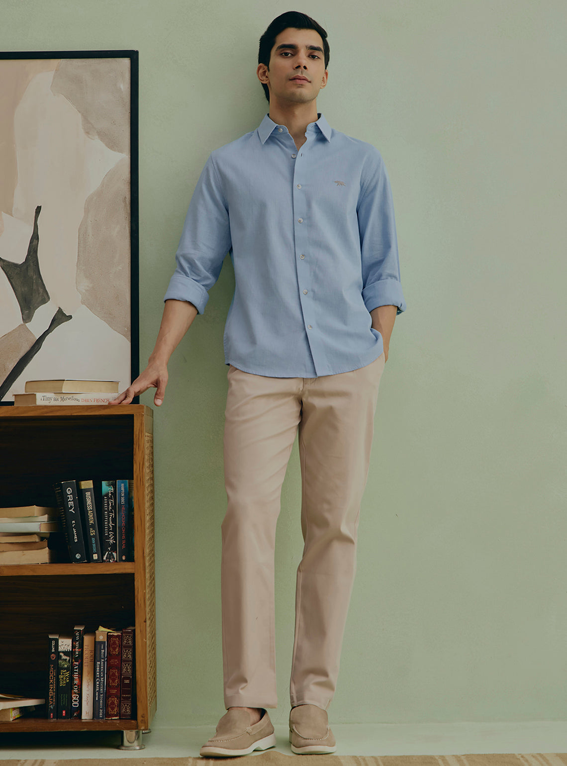 Hibiscus Blue Cotton Slub Shirt