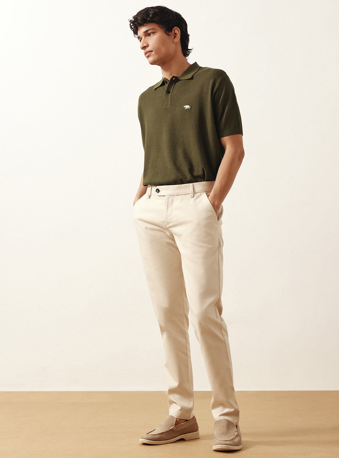 Bronze Olive Cotton Viscose Knit Polo