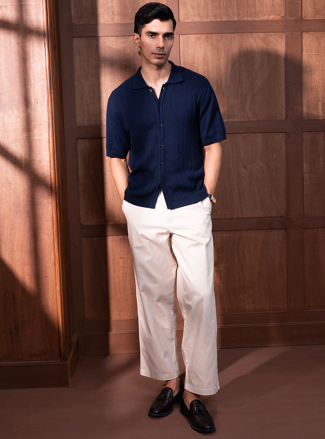 Royal Navy Cotton Cable Knit Shirt