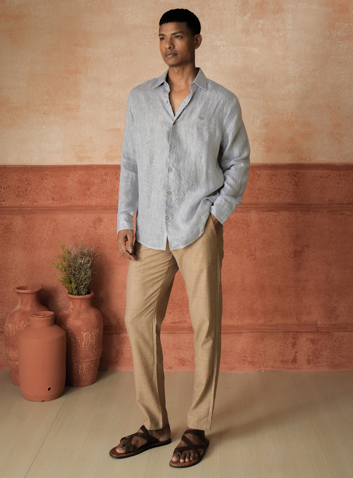 Harbour Blue European Linen Dobby Shirt