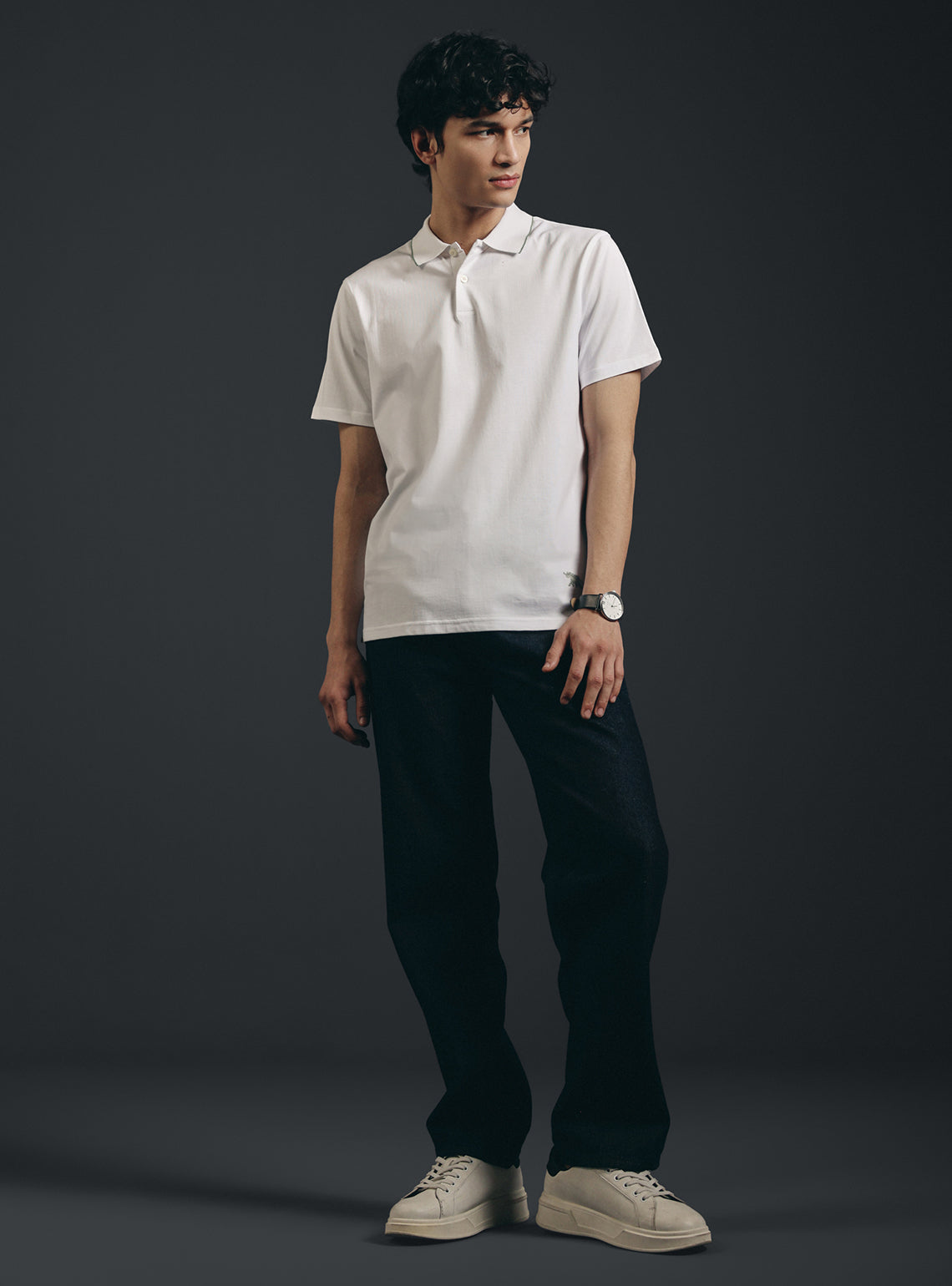 Imperial White Cotton Embroidered Polo