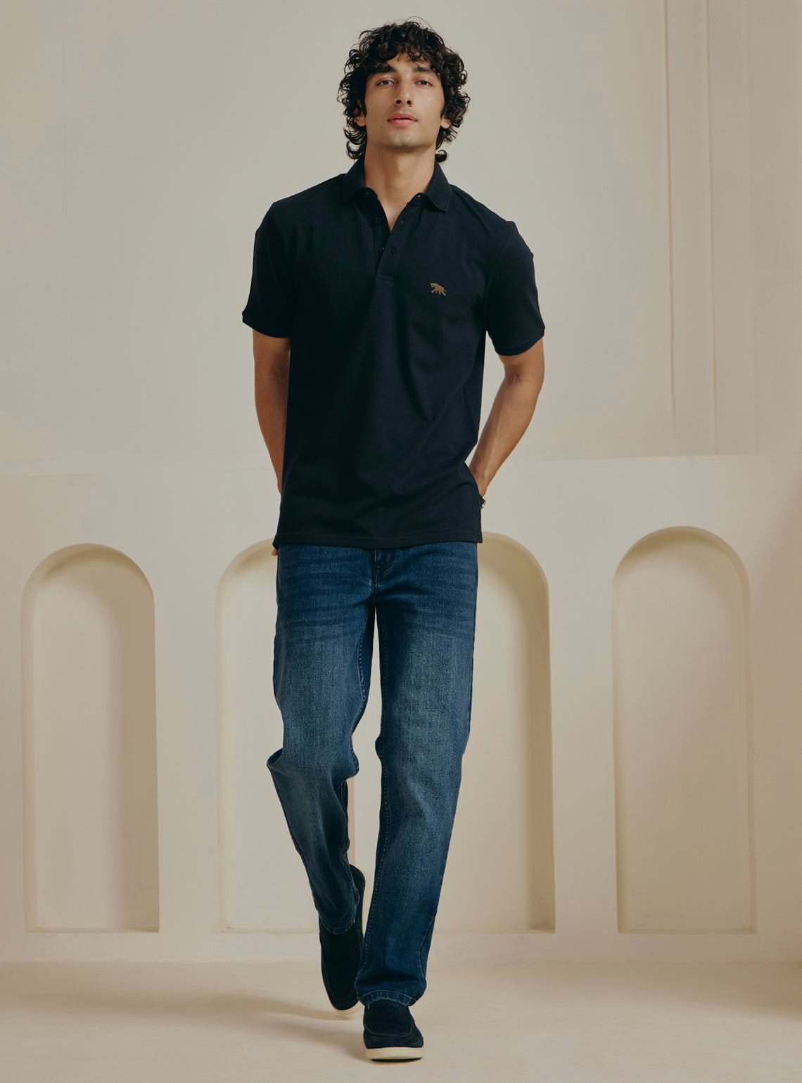 Jaguar Black Pique Polo