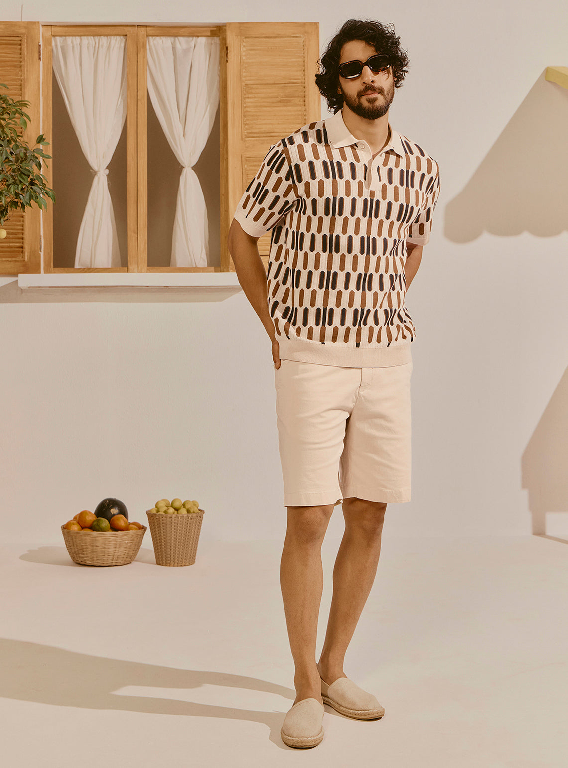 Paros Off-White Cotton Knit Polo