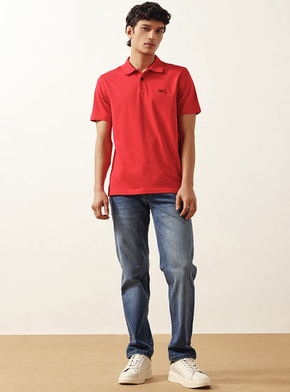 Jasper Red Cotton Polo