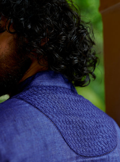 Neel Navy Linen Kurta