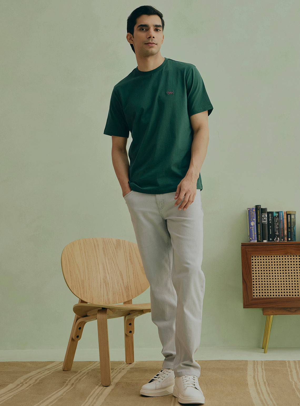 Bayleaf Teal Cotton Crewneck