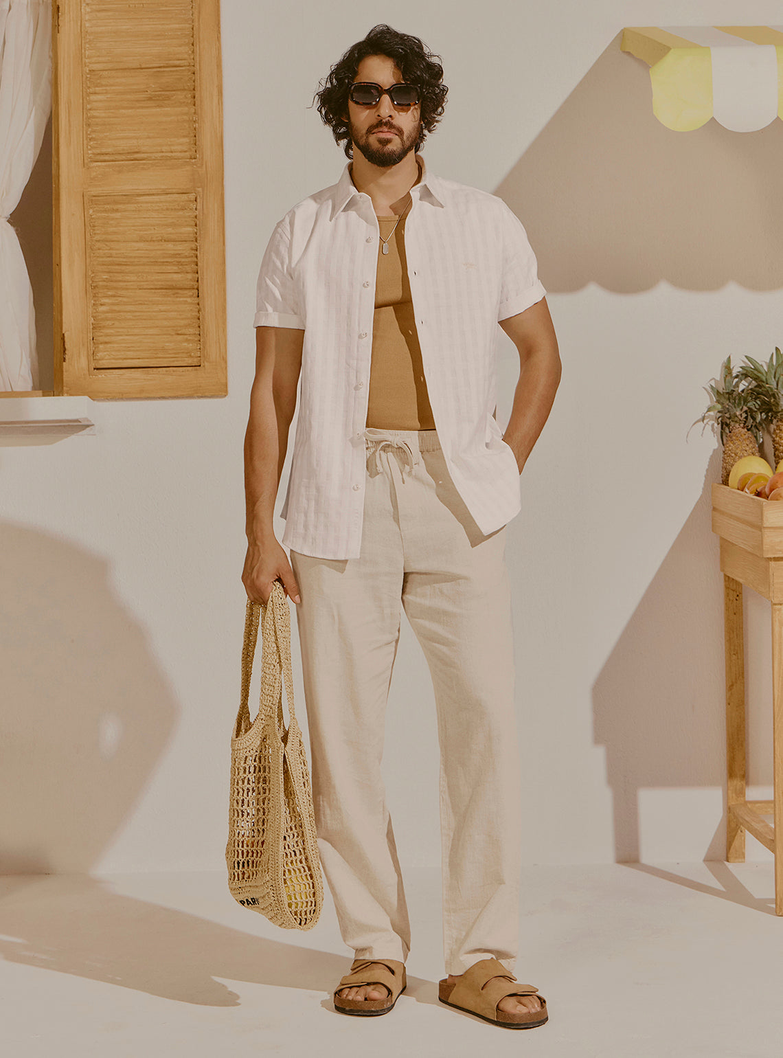 Tivat Off-White Cotton Dobby Shirt