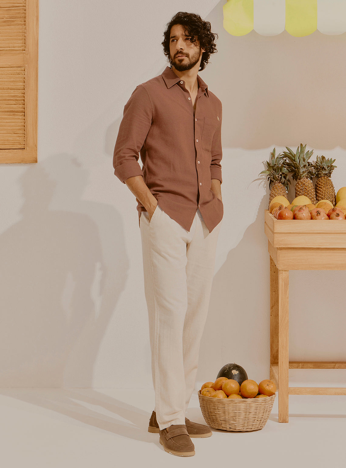 Taormina Brown Cotton Linen Shirt