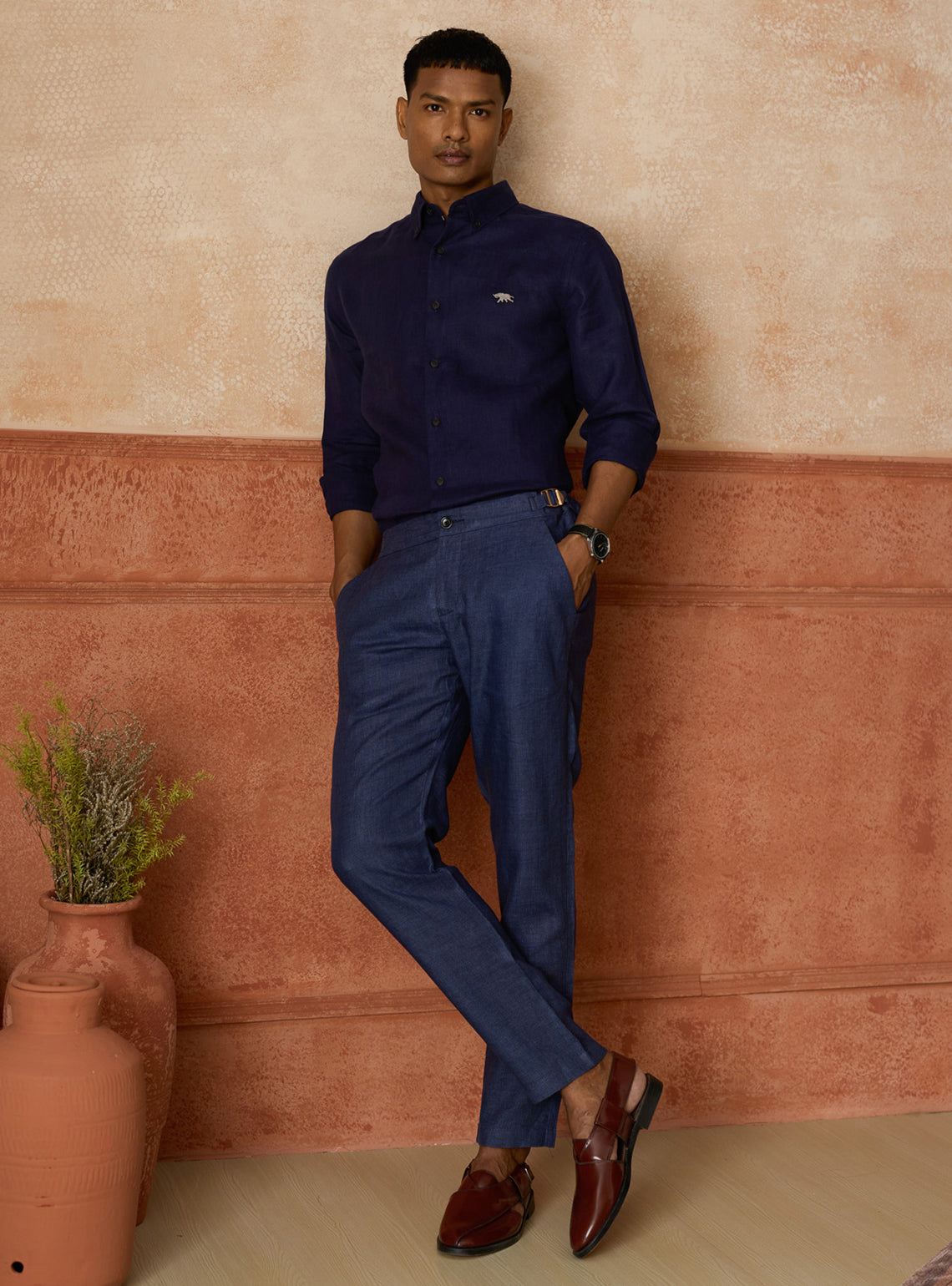 Midnight Navy European Linen Shirt
