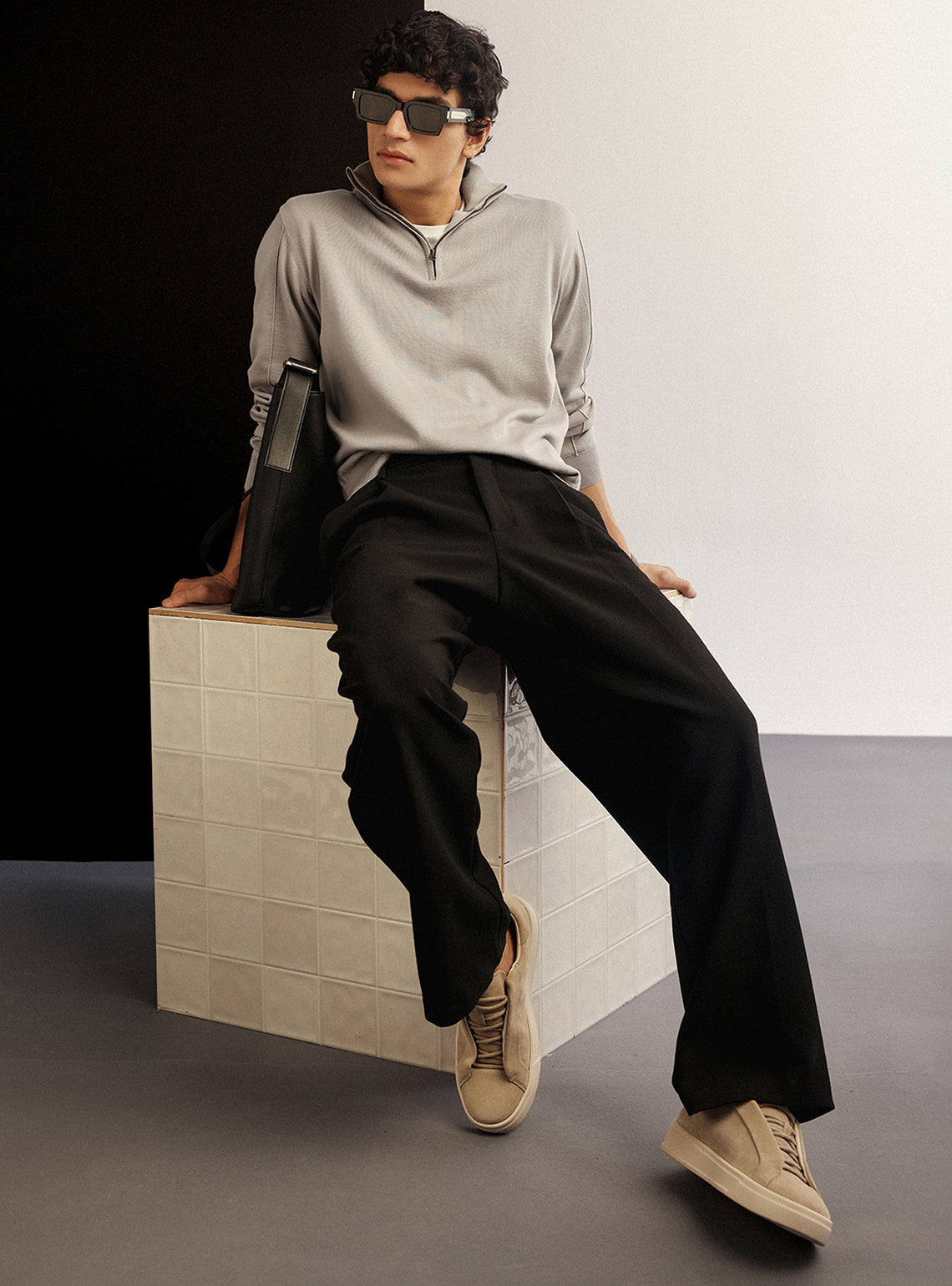 Nobel Grey Cotton Pullover