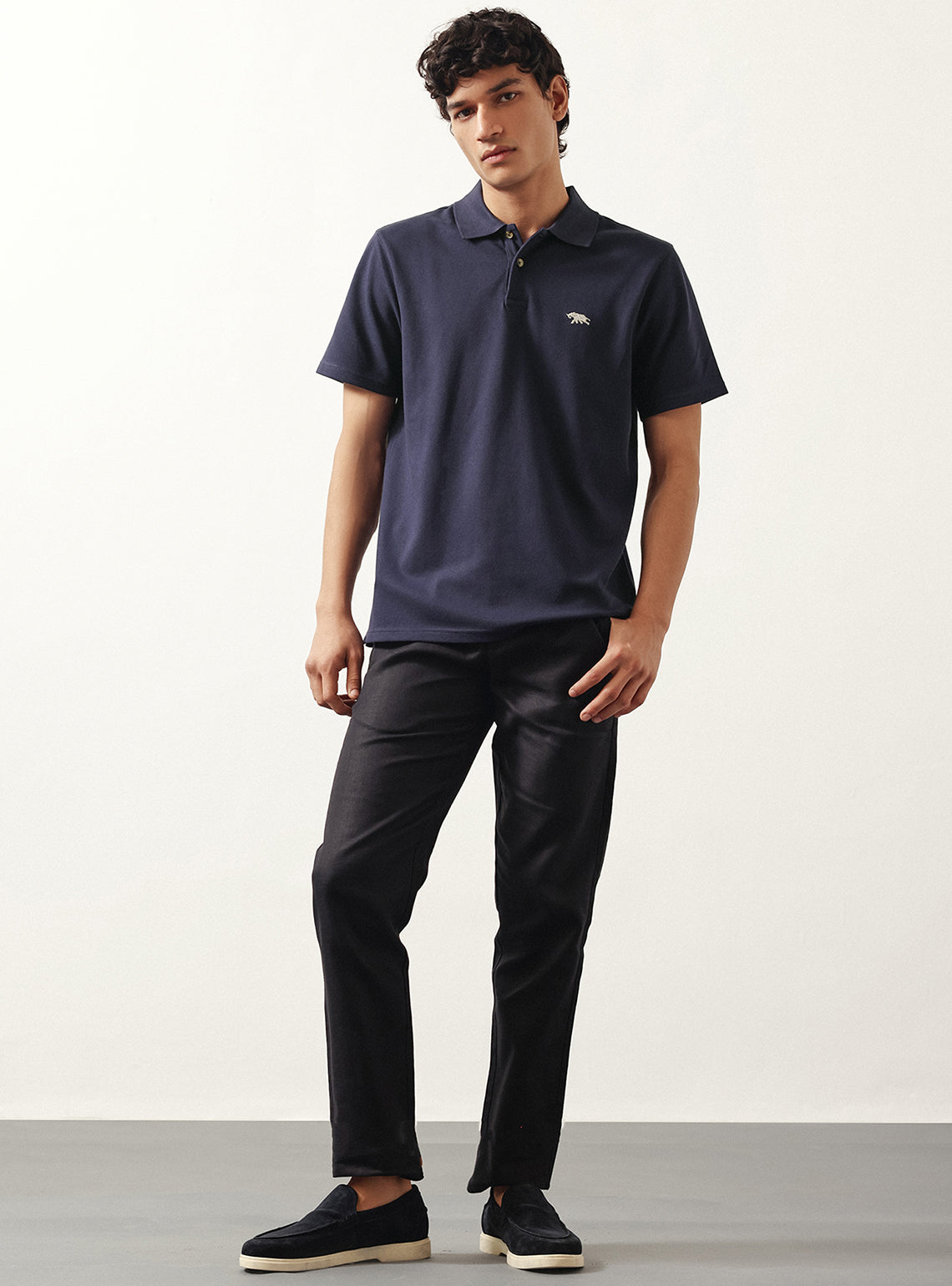 Zodiac Navy Cotton Lycra Pique Polo