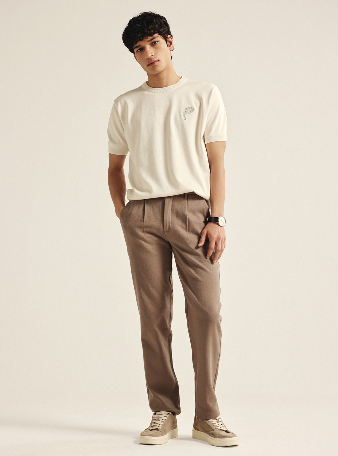 Ivory White Cotton Crew Tee