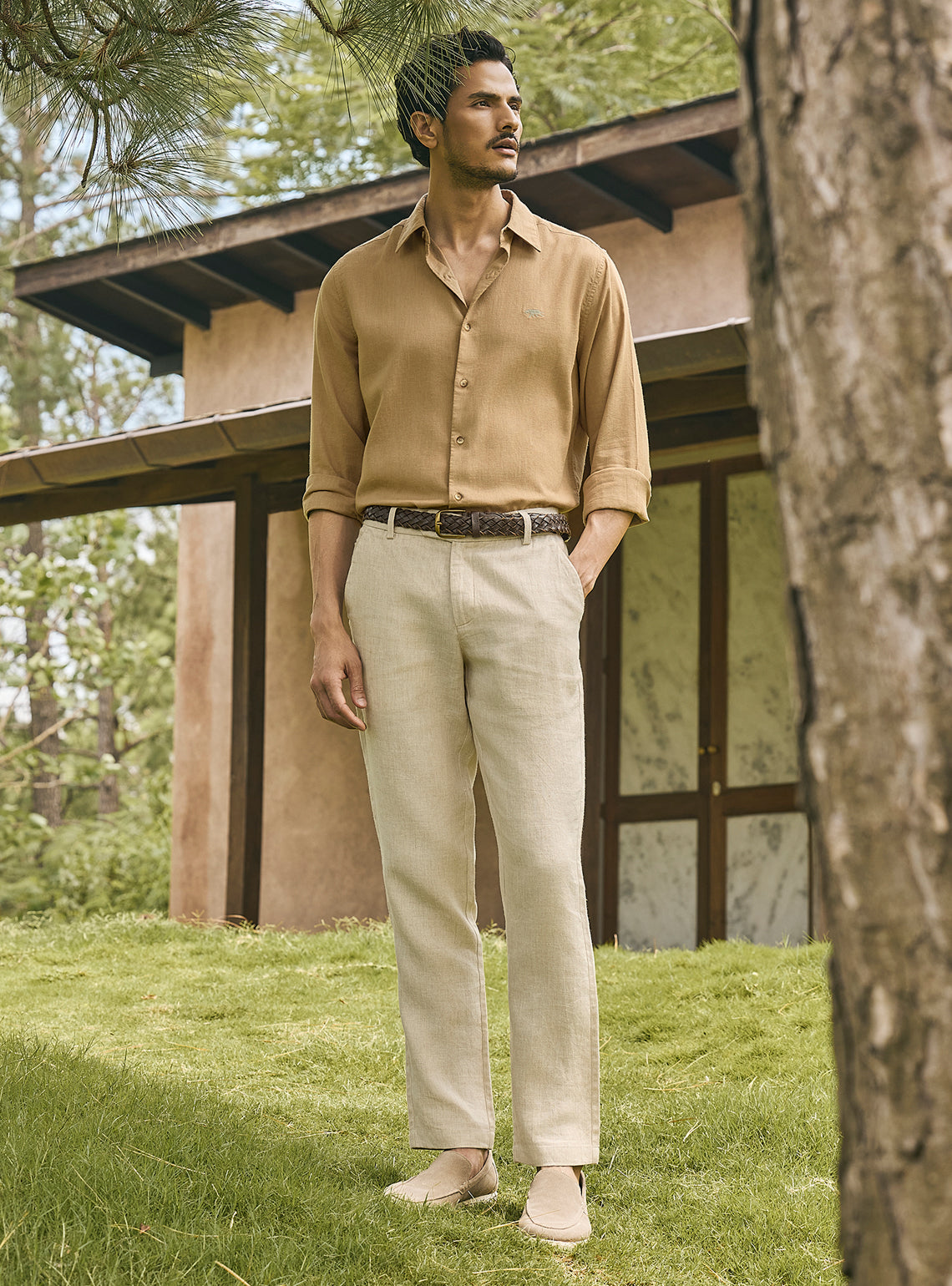 Patina Brown Lyocell Linen Shirt