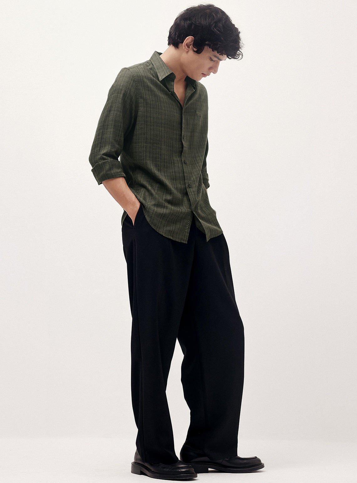 Night Olive Cotton Melange Shirt