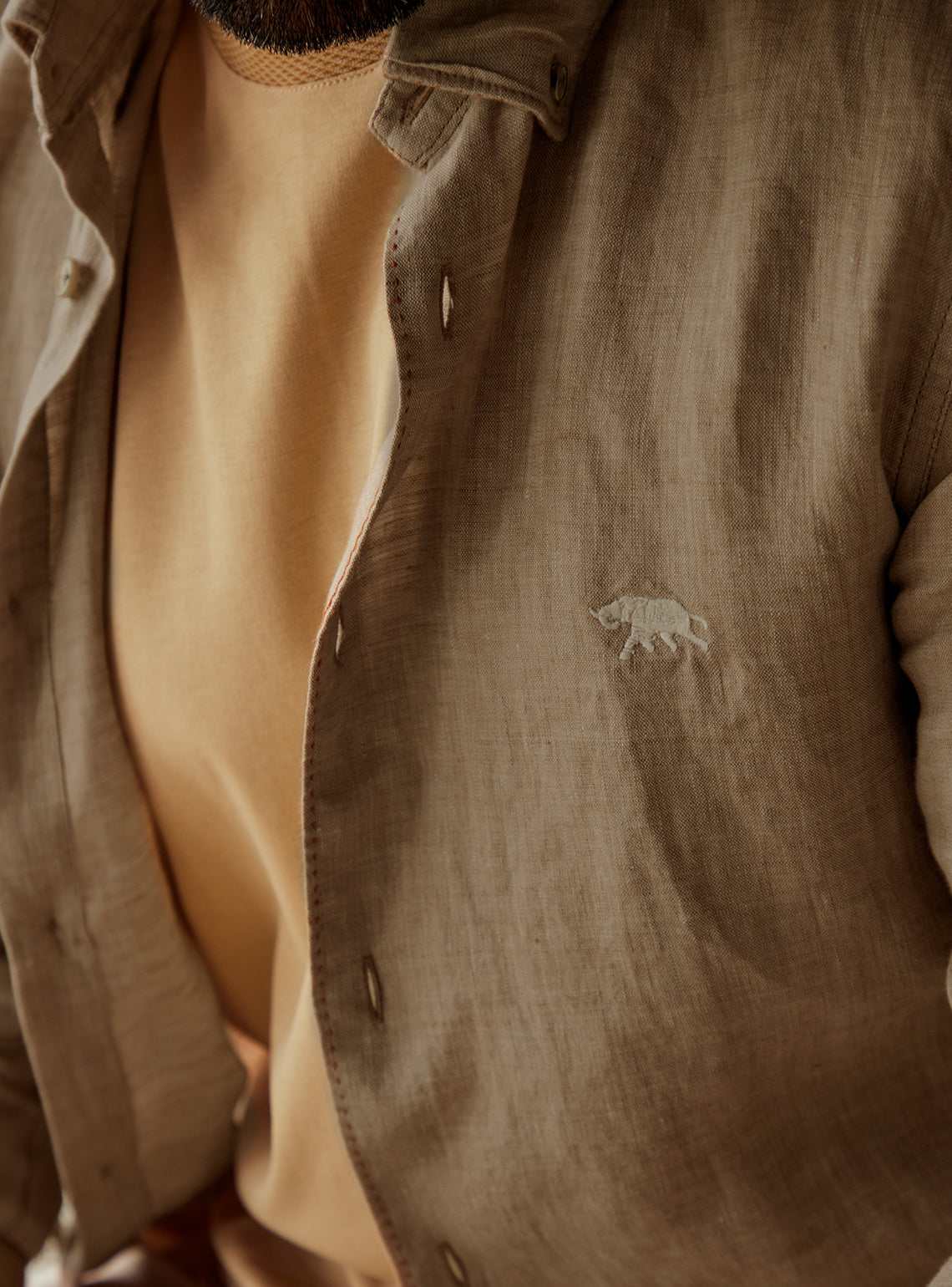 Raw Umber European Linen Shirt