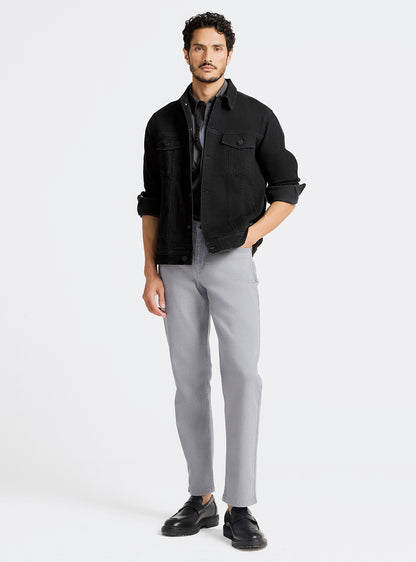 Obsidian Black Cotton Blend Denim Jacket