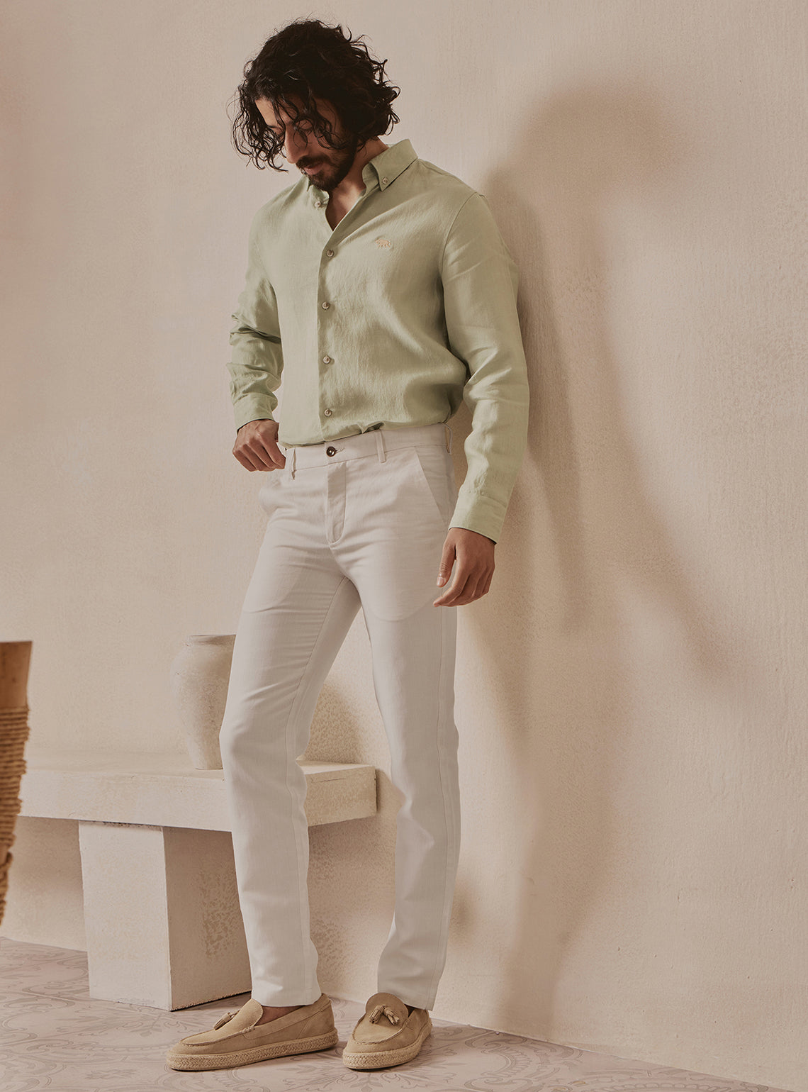 Dune Off White Linen Trousers