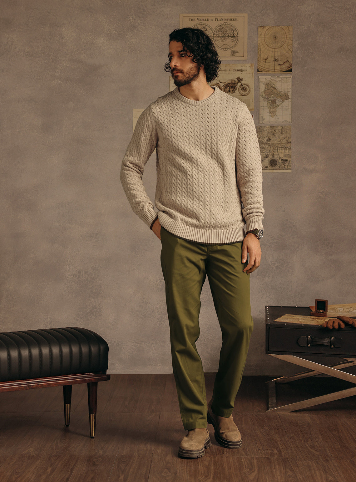 Madras Olive Cotton Canvas Cargo