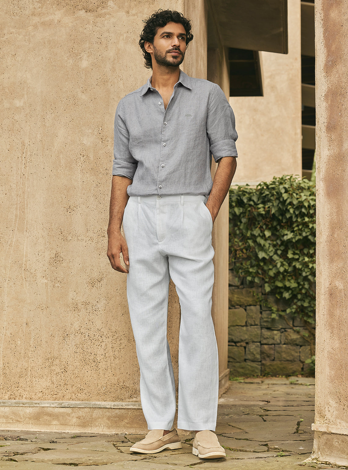 Stone Grey European Linen Shirt