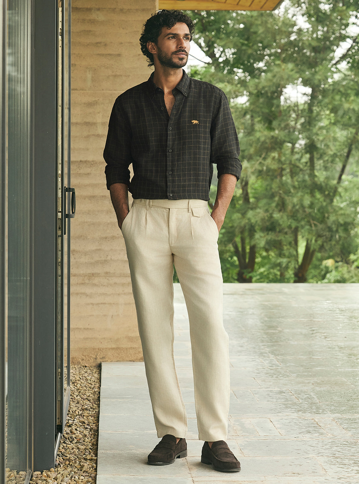 Onyx Gold European Linen Check Shirt