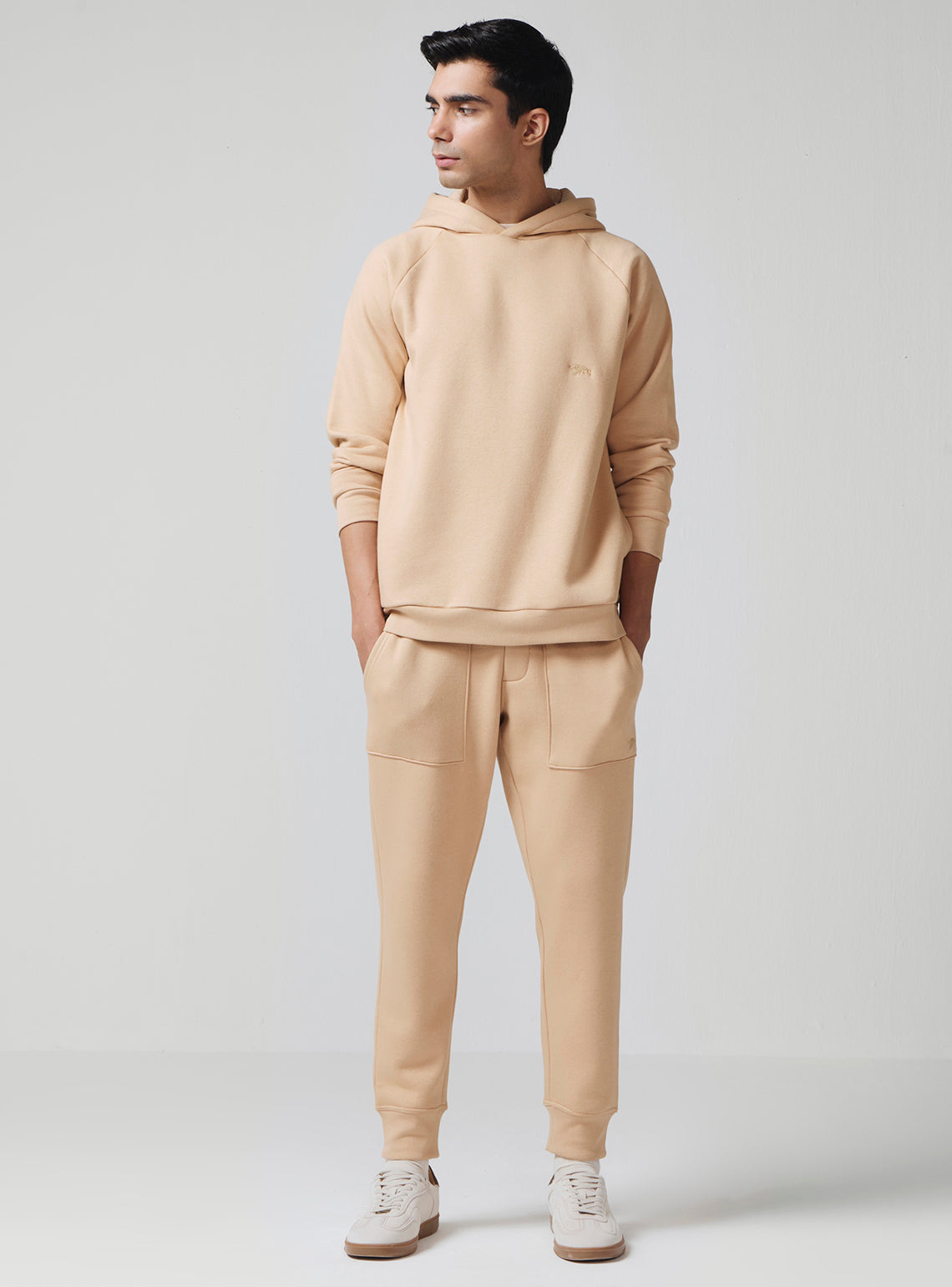 Almond Khaki Cotton Poly Hoodie