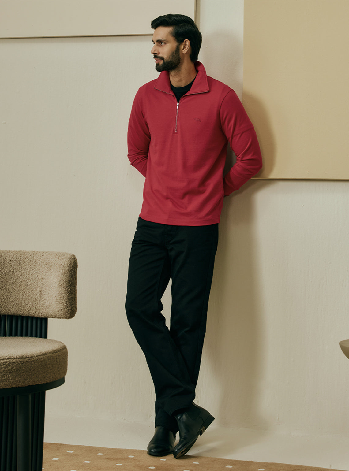 Garnet Red Cotton Sweatshirt
