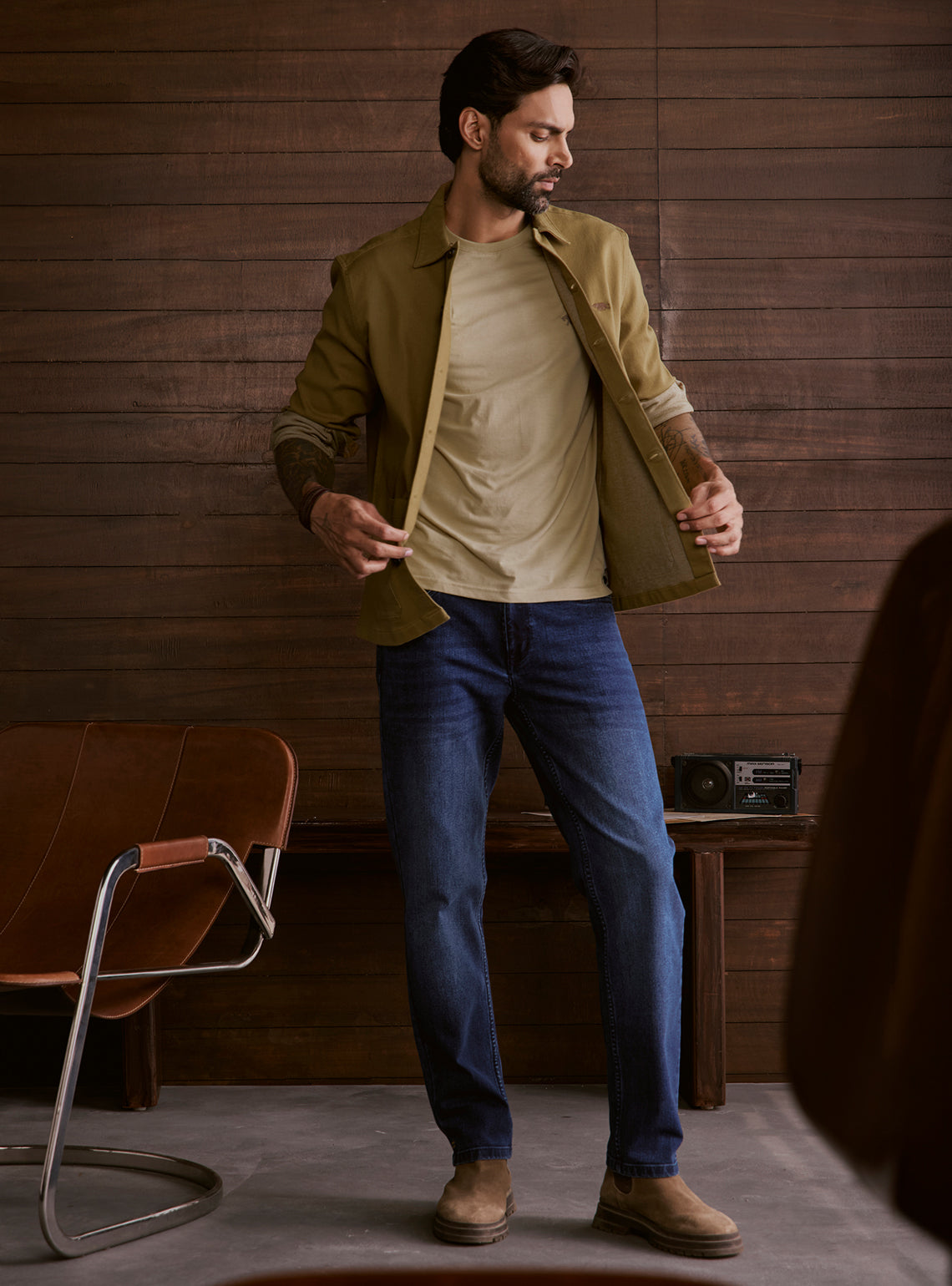 Sandy Brown Cotton Blend Overshirt