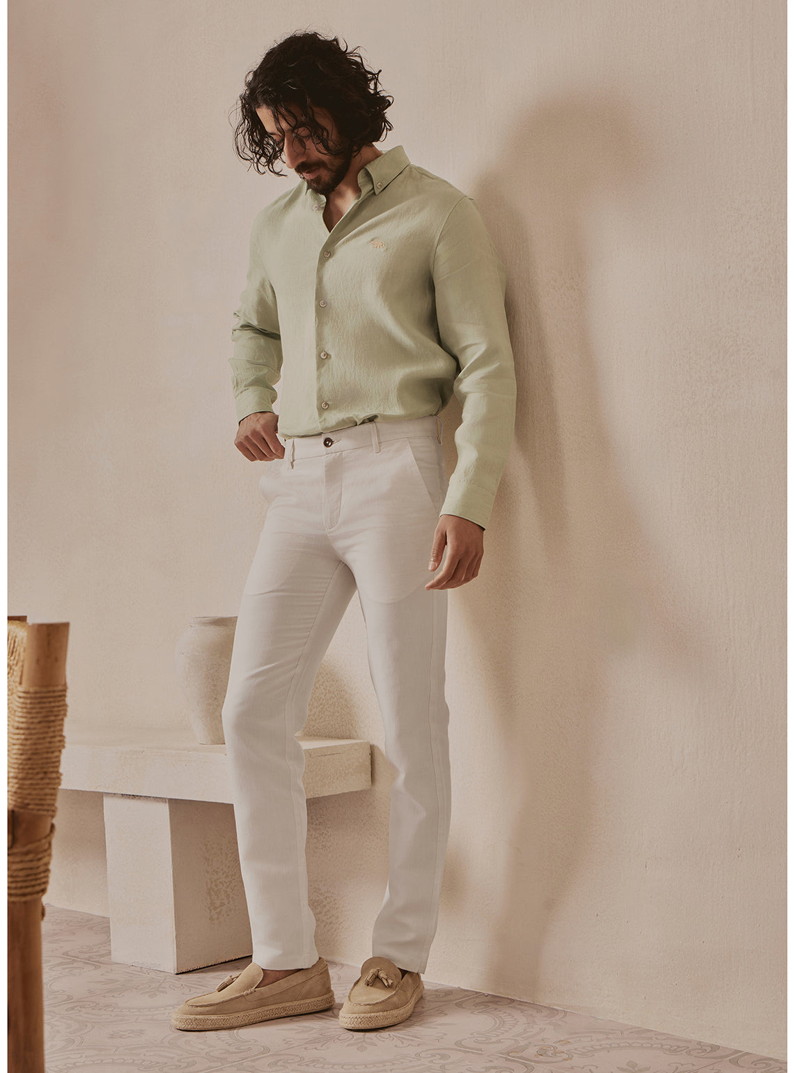 Dune Off White Linen Trousers