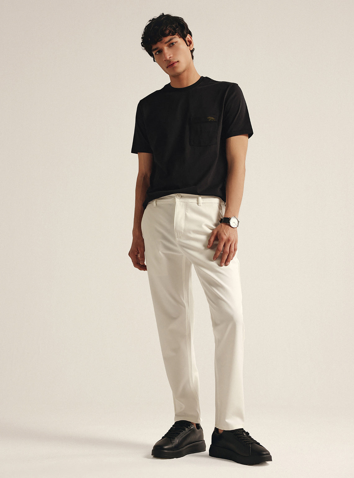 Espresso Black Cotton Crewneck