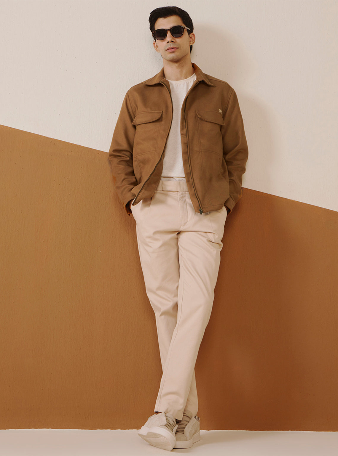 Khaki Tan Poly Rich Suede Jacket