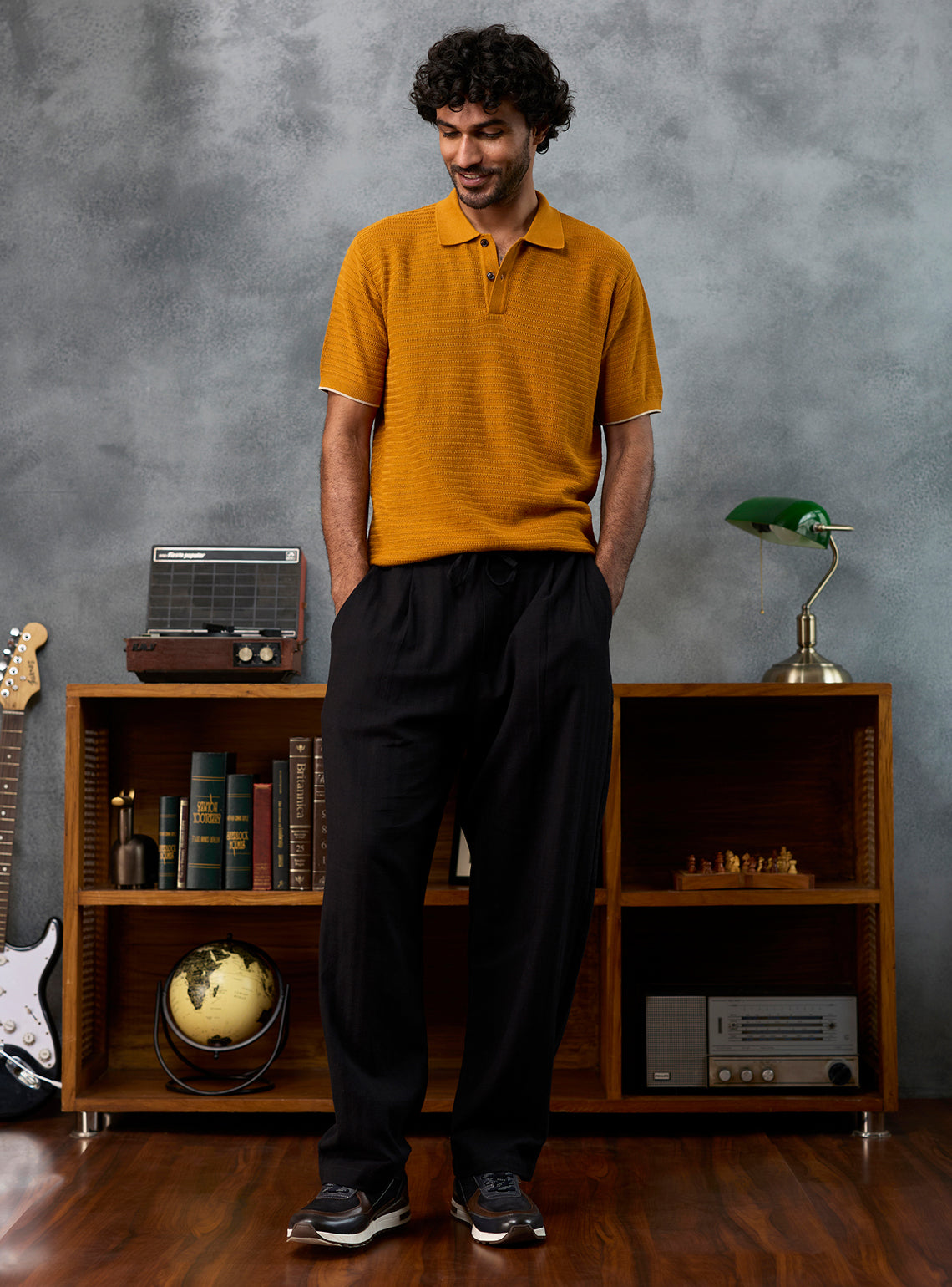 Playmaker Orange Textured Cotton Polo