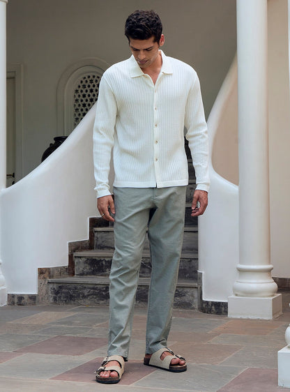 Iceberg White Cotton Micro Chevron Shirt