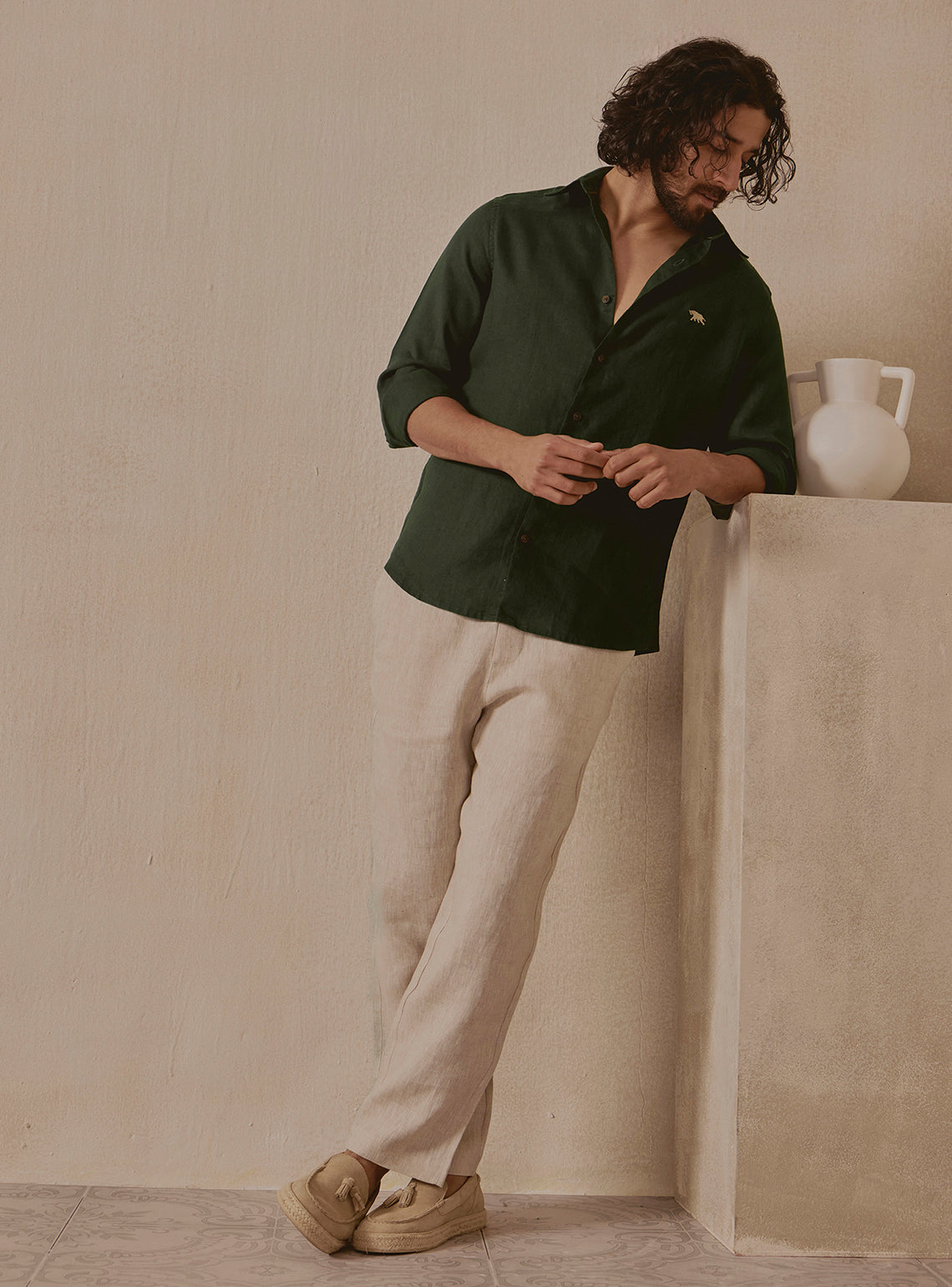 Kelp Olive Linen Shirt
