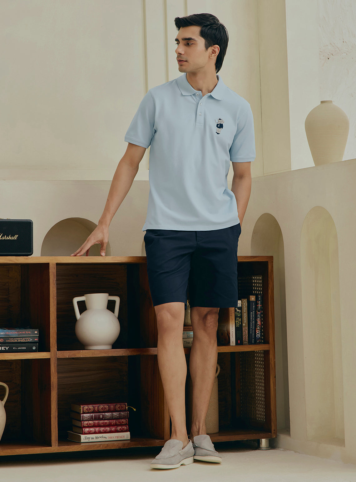 Hydrangea Blue Cotton Pique Polo