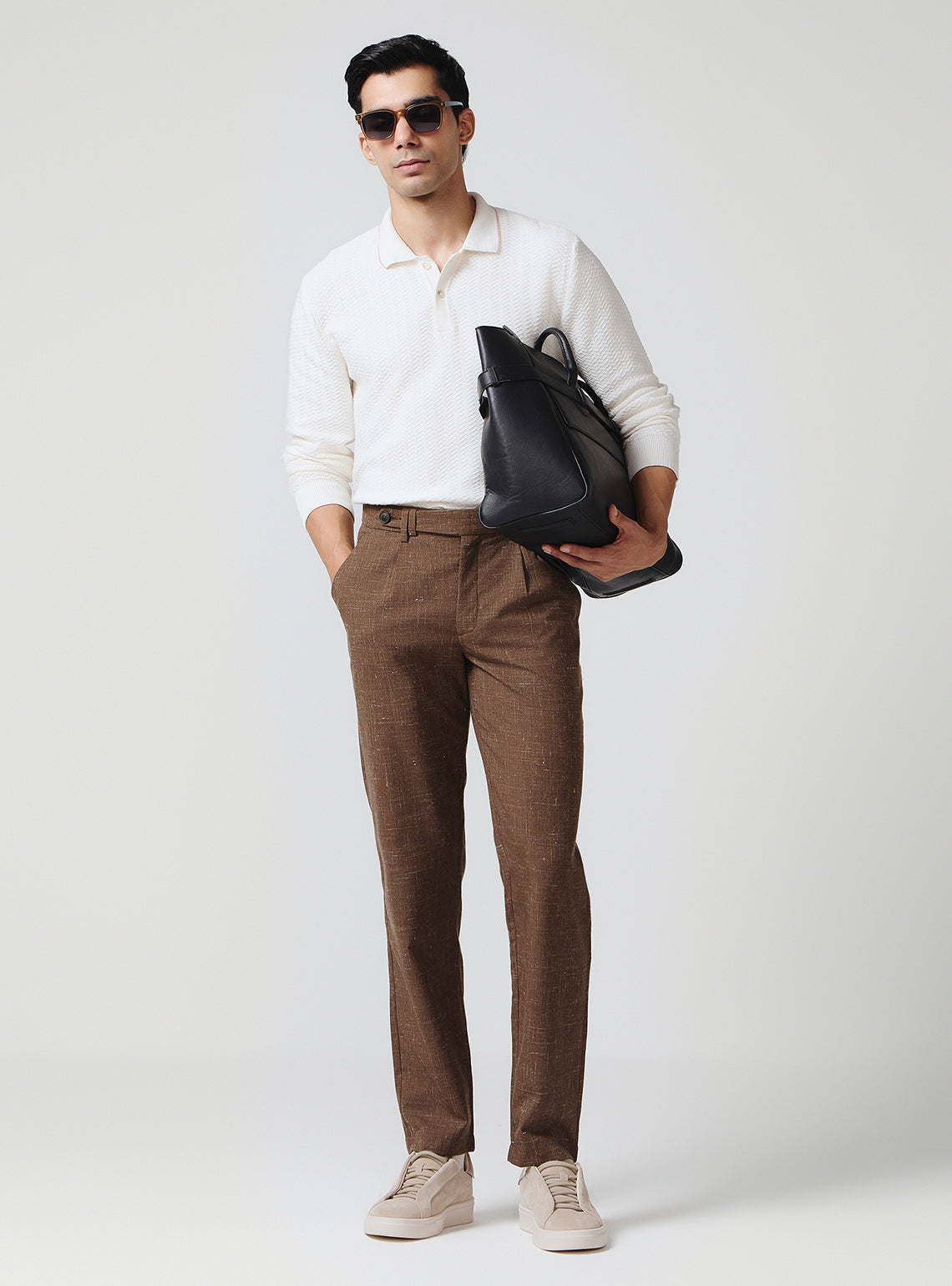 Paco Brown Wool Blend Trousers