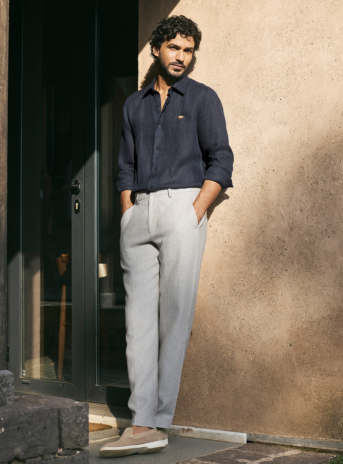 Prussian Navy European Linen Shirt