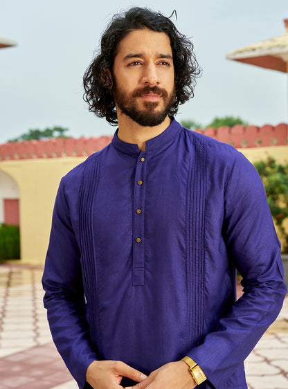 Jamun Navy Viscose Silk Kurta