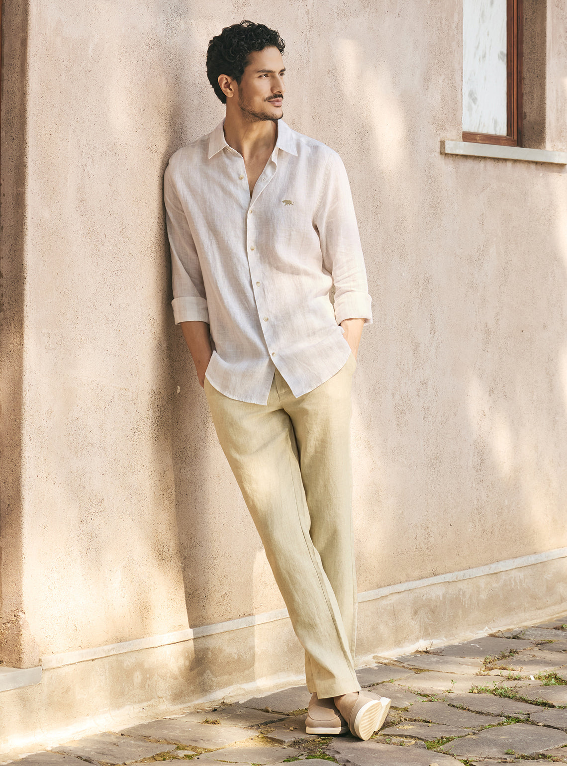 Safari Khaki Stripe Linen Shirt