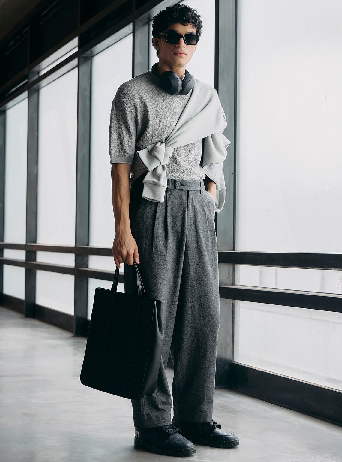 Flair Grey Cotton Crewneck