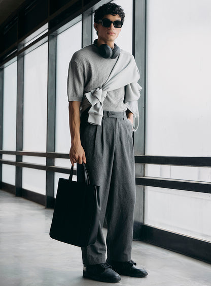 Flair Grey Cotton Crewneck