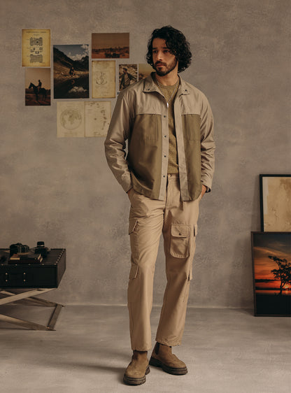 Khaki Quicksand Poly Twill Overshirt