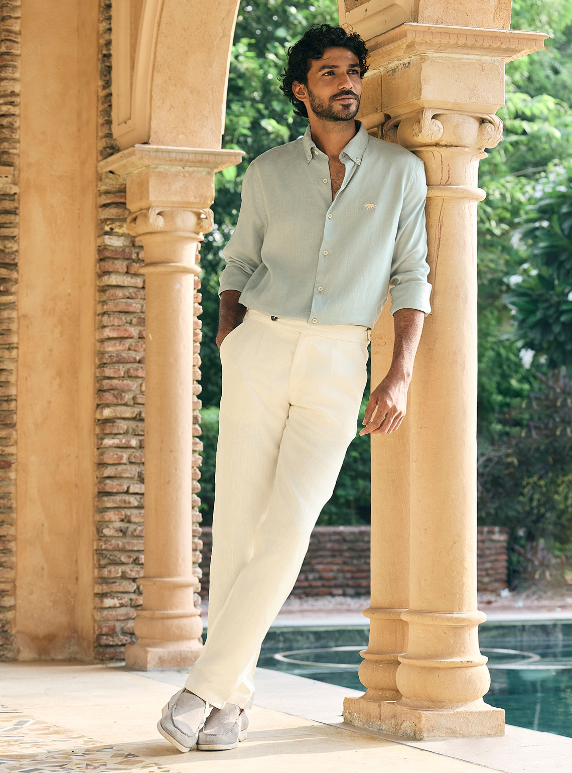 Cream European Linen Pant
