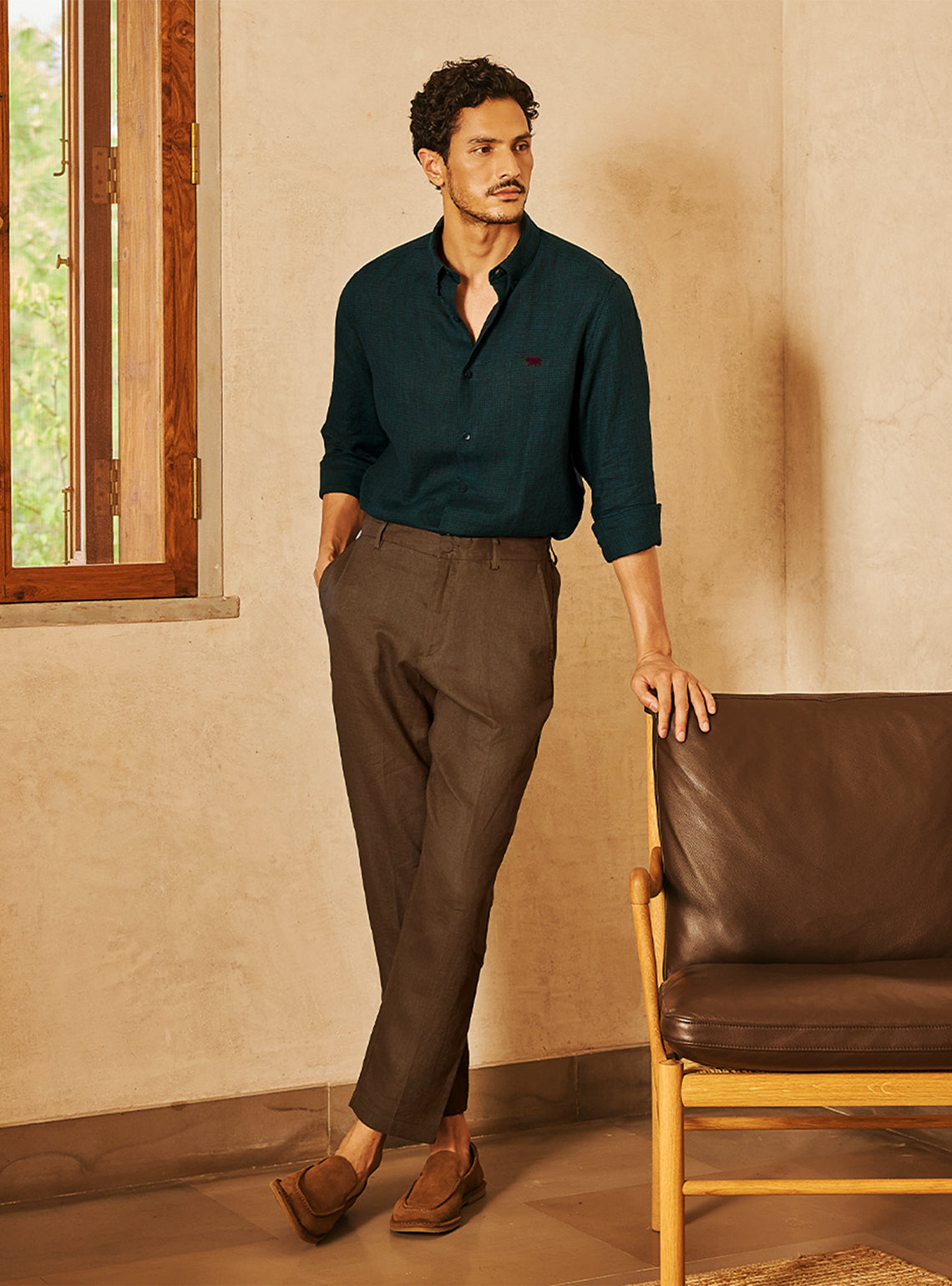 Canopy Green European Linen Check Shirt